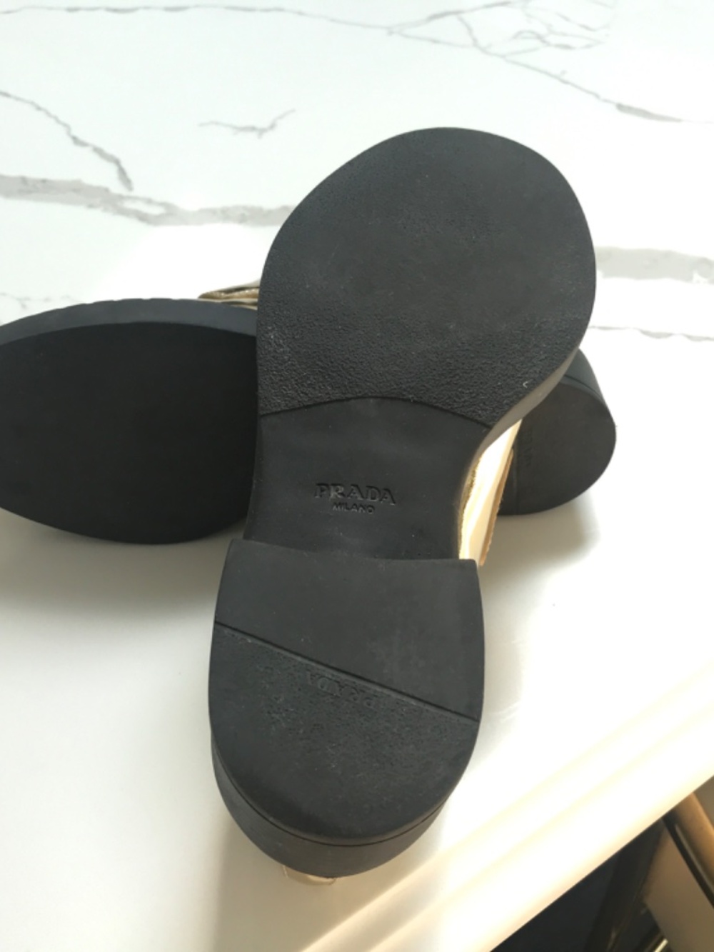 Prada Metallic Gold Loafers Sz 36 - Picture 9 of 10